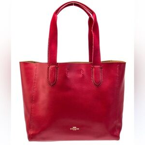 Coach Red Leather Tote Bag
